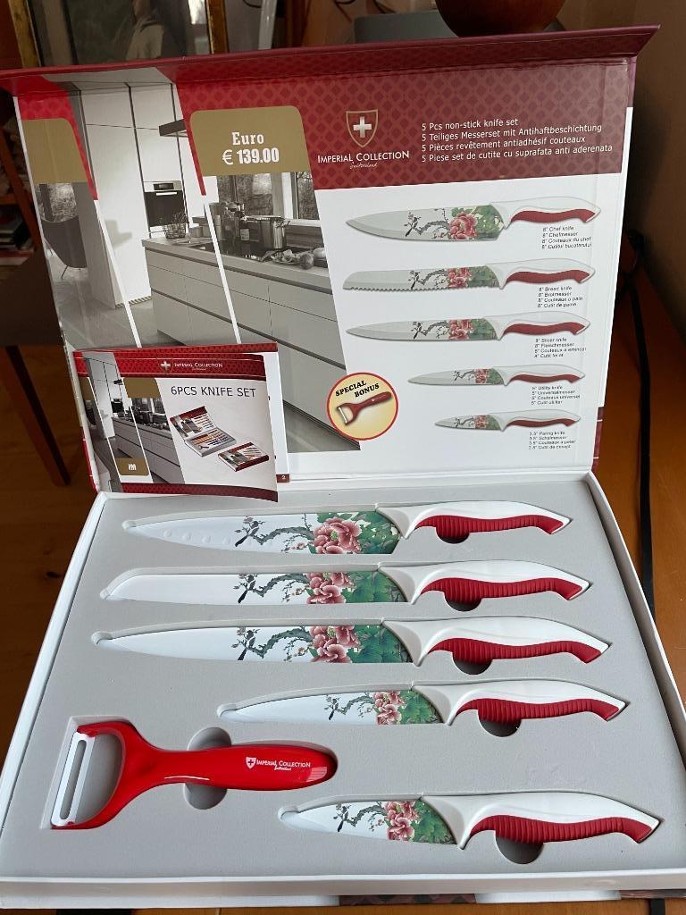 Set keukenmessen gemaakt in Zwitserland. Negen, Huis en Inrichting, Nieuw, Ophalen of Verzenden, Bestekset, Inox of Chroom