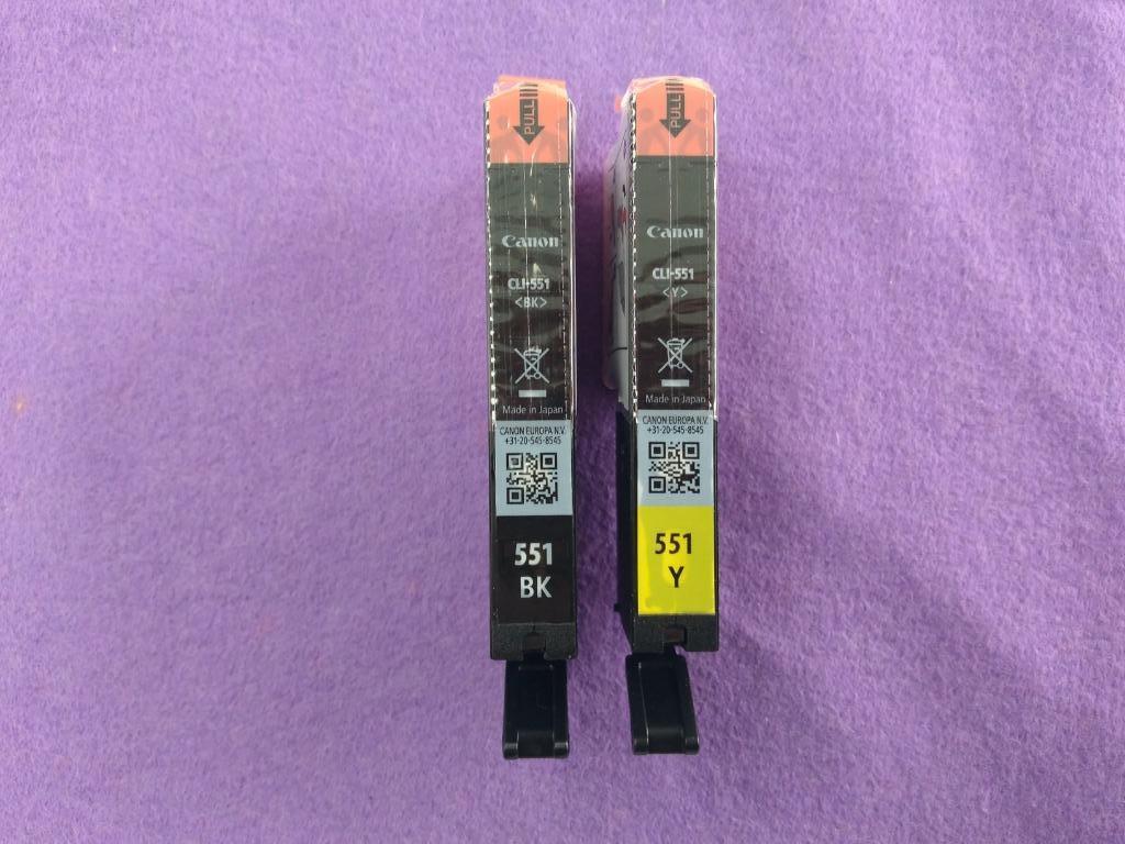 Cartouches d'encre noire + jaune Canon CLI-551, Informatique & Logiciels, Enlèvement ou Envoi, Neuf, Cartridge, Canon