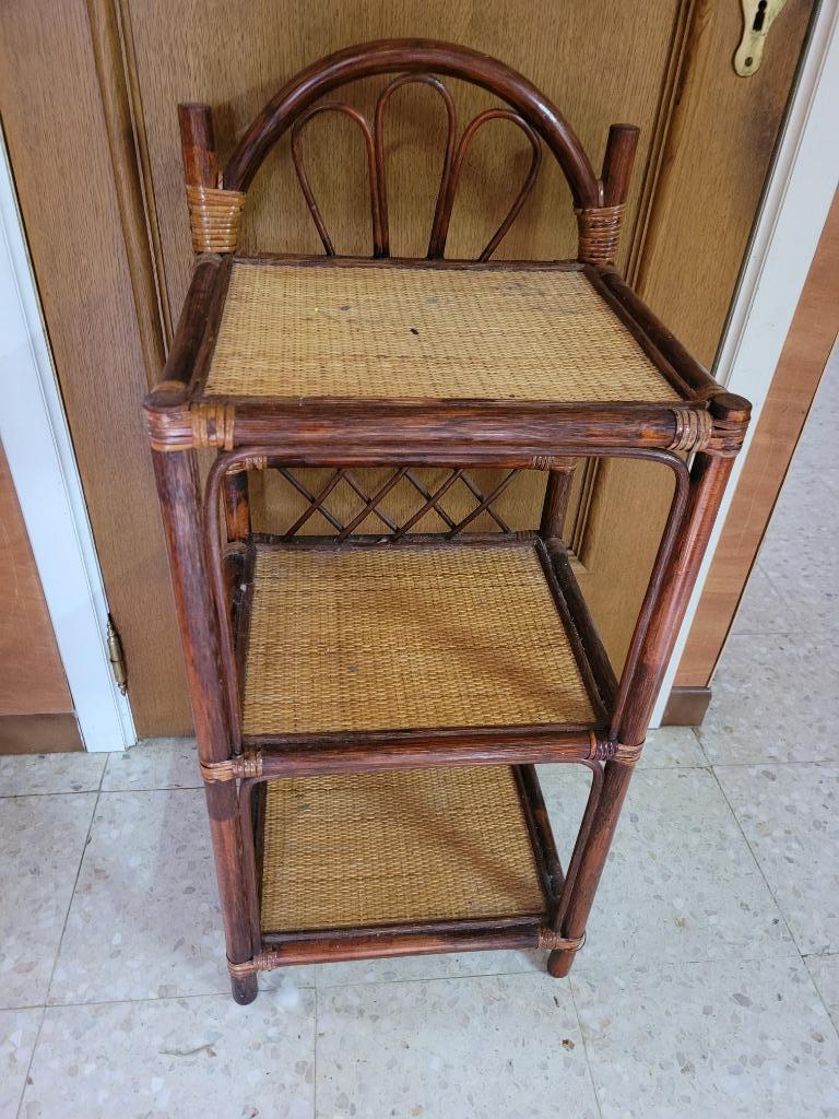 Petit meuble vintage rotin et bambou, Maison & Meubles, Enlèvement, Utilisé