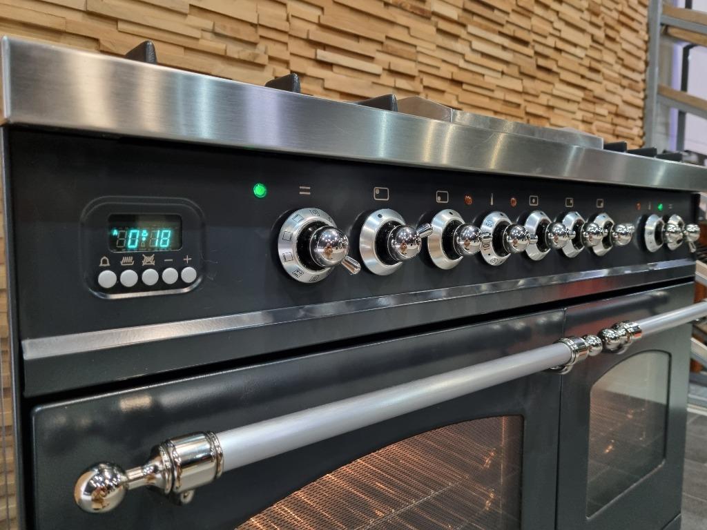 🔥Luxe Fornuis Boretti 100 cm antraciet + rvs 5 pits Frytop, Elektronische apparatuur, Fornuizen, 60 cm of meer, Ophalen of Verzenden