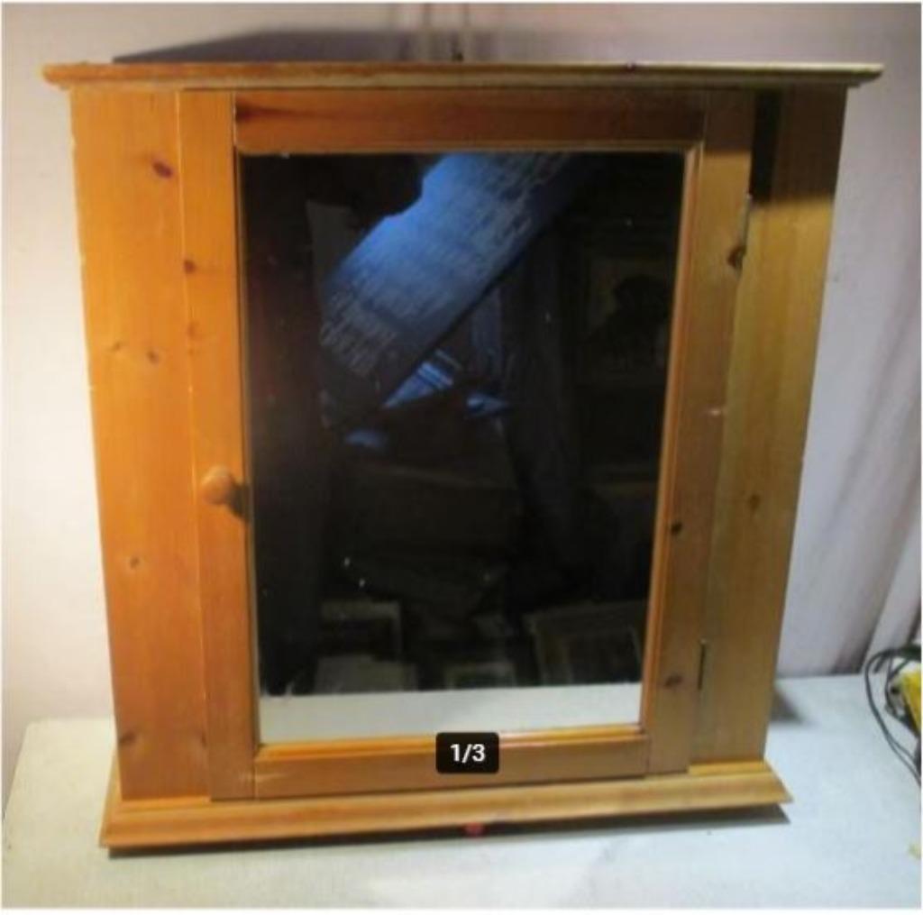 Mooi Retro Blankhouten Wandkast met spiegeldeur - 69x19x62, Huis en Inrichting, Ophalen of Verzenden, Zo goed als nieuw