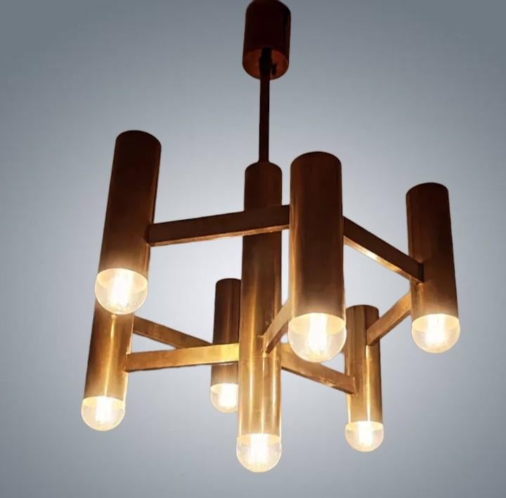 Lustre suspension Vintage Gaetano Sciolari Italy 1970's, Enlèvement