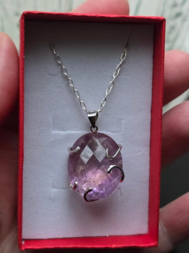 Pendentif en argent massif 925 avec ametrine de Bolivie, Neuf, Enlèvement ou Envoi, Avec pierre précieuse, Argent