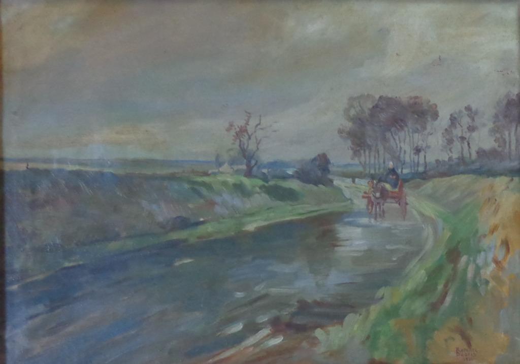 RAPHAEL DUBOIS / BOERENKAR / OLIEVERF DOEK / 48x66cm / KADER, Ophalen of Verzenden