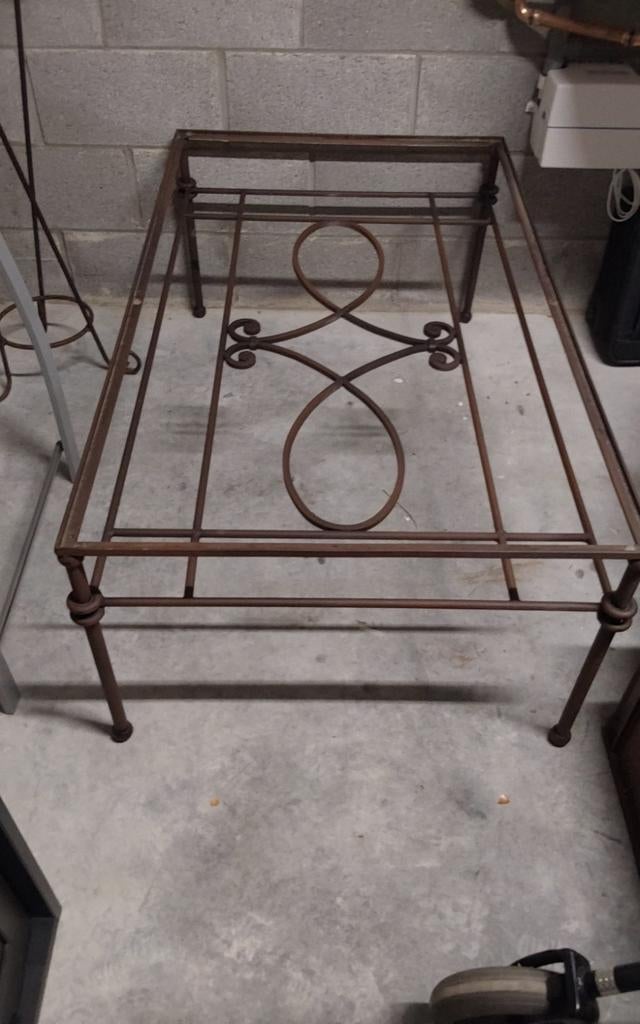 Smeedijzeren tafel met glazen, Huis en Inrichting, Ophalen, Rechthoekig, Metaal