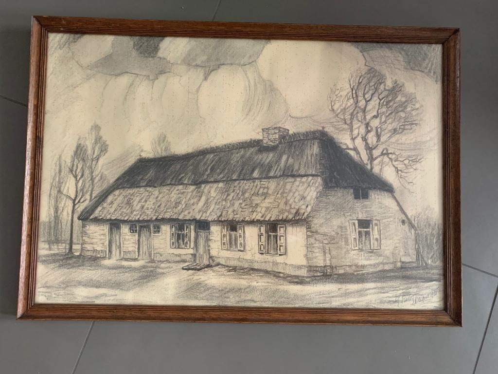 Potloodtekening T. Frison, Antiquités & Art, Enlèvement ou Envoi