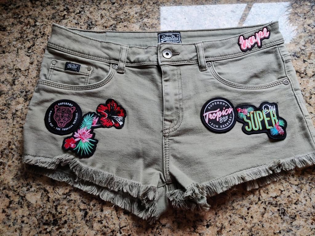 Heel mooi schortje in jeans, kleur licht kakigroen, Overige kleuren, Superdry, Ophalen of Verzenden, Zo goed als nieuw