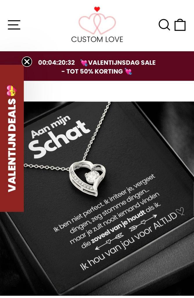 Mooie ketting met hart, Bijoux, Sacs & Beauté, Colliers, Enlèvement, Neuf, Blanc, Or