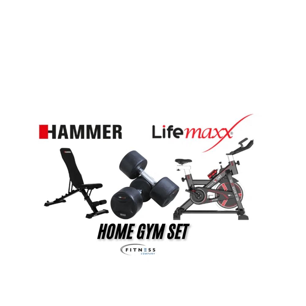 HOME GYM SET – 3 DELIG – SPINNING BIKE, BANKJE EN DUMBELLS, Sports & Fitness, Équipement de fitness, Comme neuf, Autres types