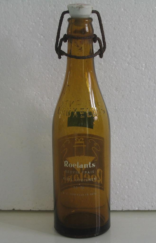ROELANTS - BOUTEILLE À BIÈRE BRUXELLES (marron) (32), Collections, Enlèvement, Utilisé, Bouteille(s), Autres marques