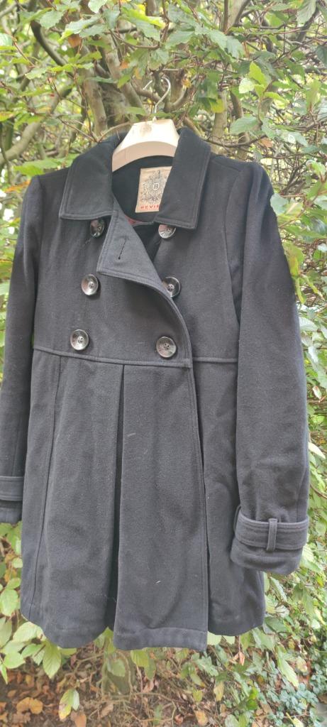 Premium jas van REVIEW duffel stof en luxe voering maat M, Ophalen of Verzenden, Gedragen, Maat 38/40 (M), Zwart