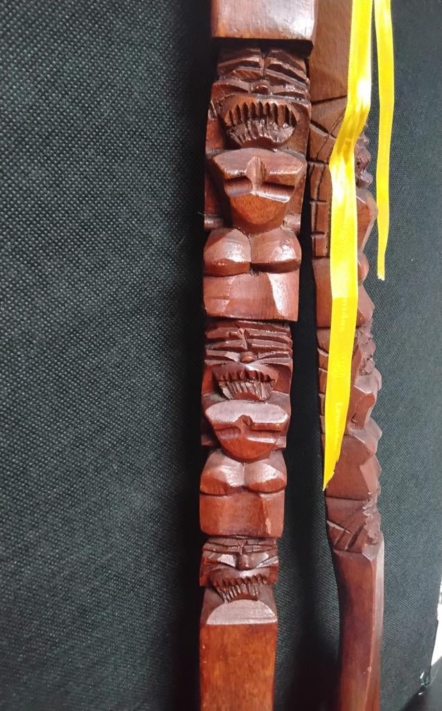 Cuillère et fourchette en bois XL - sculptées à la main - 73, Antiquités & Art, Enlèvement ou Envoi