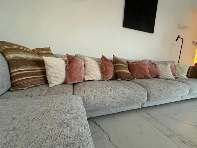 zetel, 4 zit, met bijhorende poef, Ophalen, 100 tot 125 cm, 300 cm of meer, Zo goed als nieuw