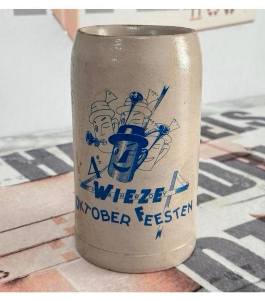 Vintage Wieze bierpot bierpul bier pot 1 Liter steen oktober, Ophalen of Verzenden, Zo goed als nieuw, Pul(len)