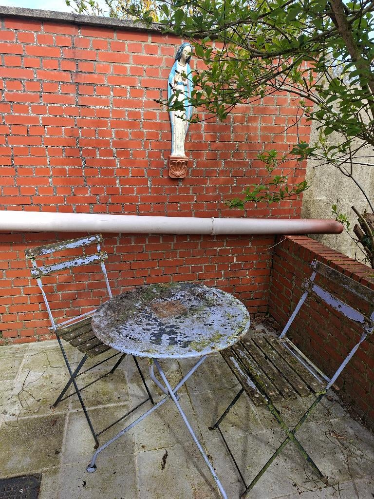 terrastafel en stoelen, Enlèvement, Utilisé, Métal