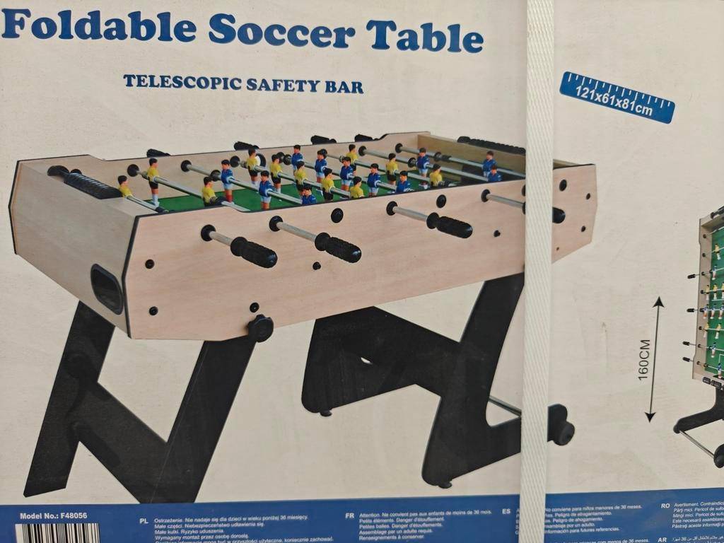 NIeuwe Tafelvoetbalspel, opplooibaar 121x61x81cm, 23kg, Ophalen