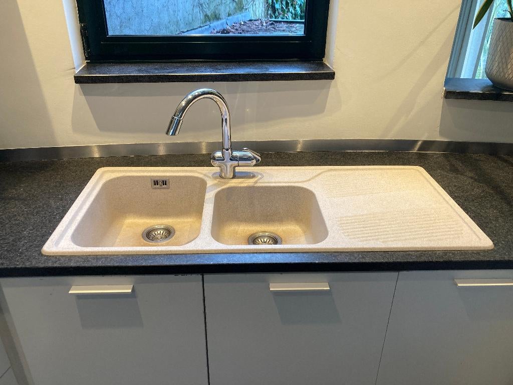 spoelbak (fragranite Franke) met mengkraan & toebehoren, Huis en Inrichting, Keuken | Keukenelementen, Ophalen, Gebruikt, 100 tot 150 cm