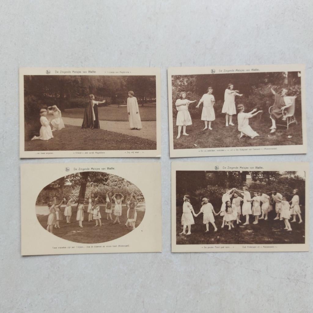4 oude postkaarten van Halle, Enlèvement ou Envoi