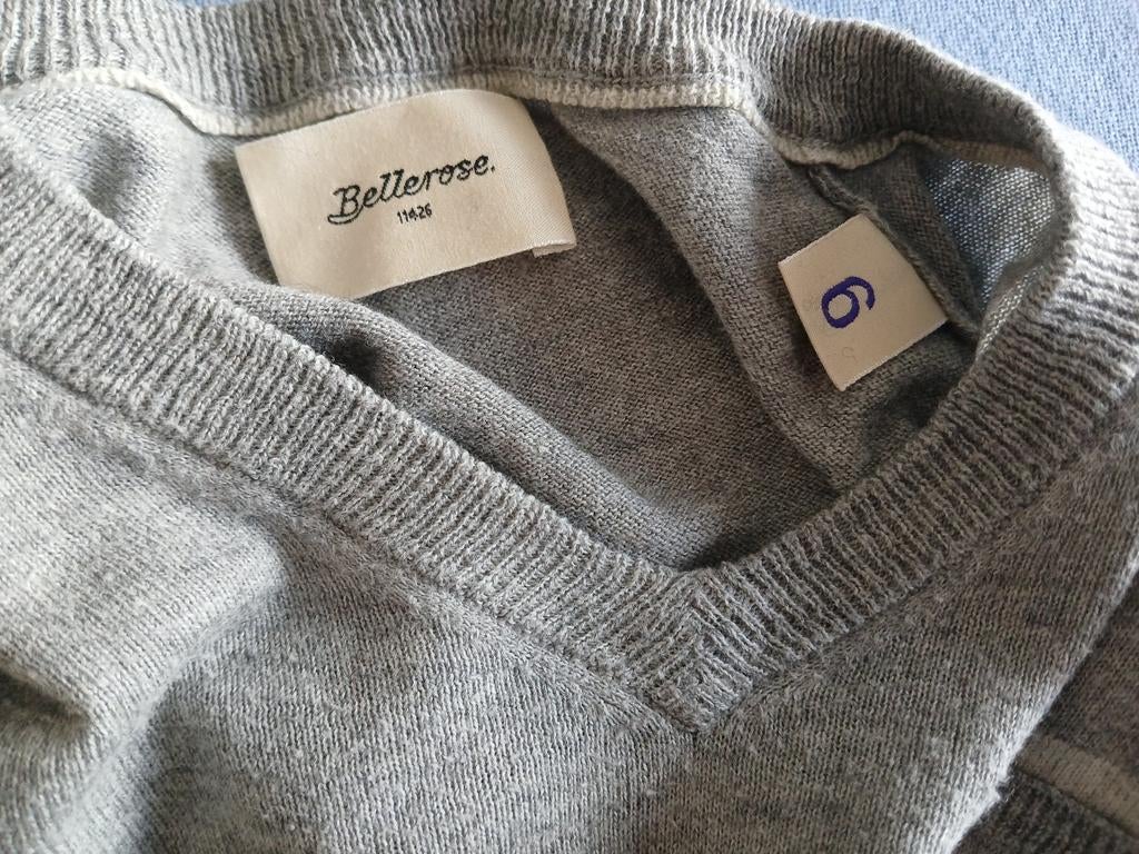 BELLEROSE lichtgrijze v-hals trui 6J / T116, Verzenden