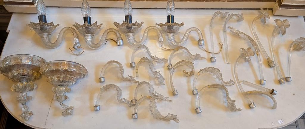 Ensemble pour 2 Appliques Murano Or 24k - Style Barovier, Enlèvement ou Envoi