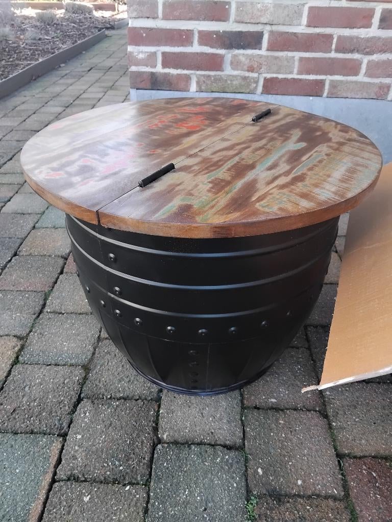 salontafel stalen kuip met massief hout nieuw, Ophalen, Nieuw
