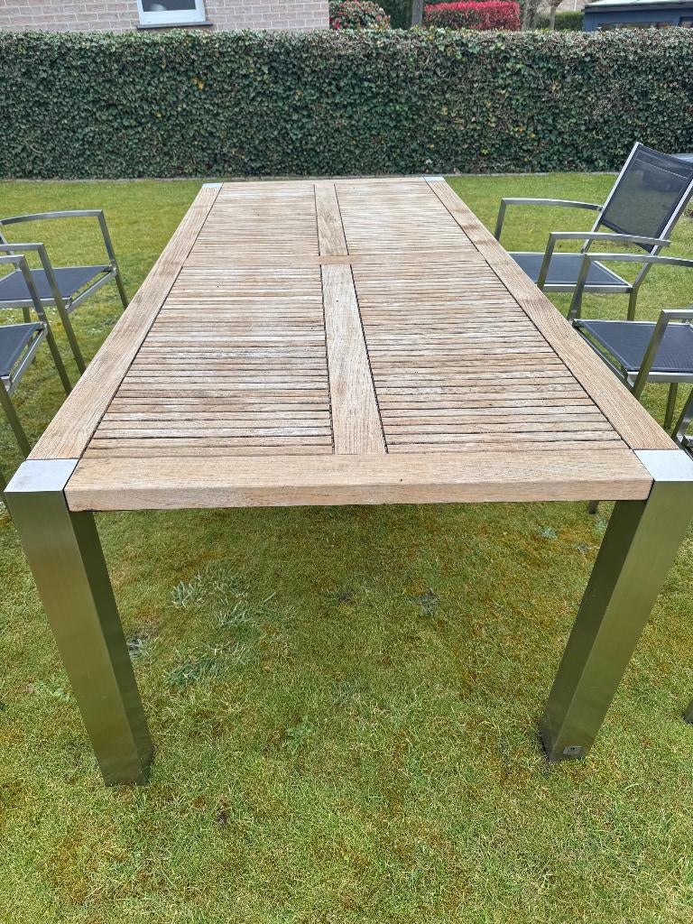 Tuinset Teak + 6 stoelen, Ophalen, Gebruikt, 6 zitplaatsen, Teakhout