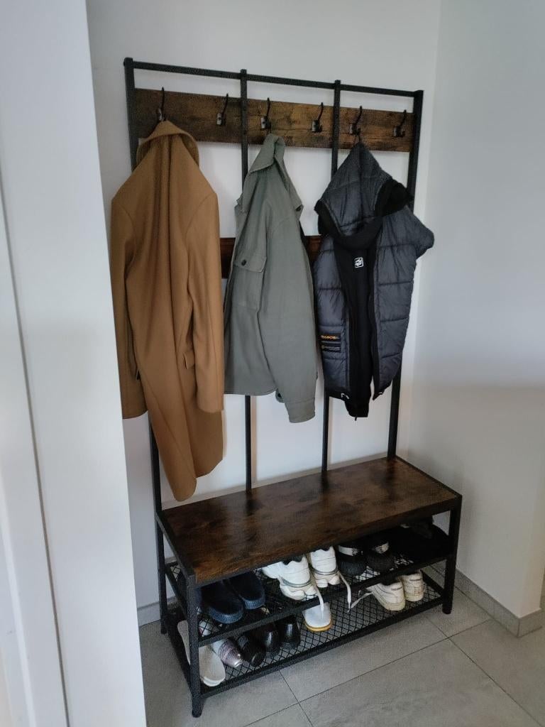 Industriële kapstok met zitbank & schoenenrek, Huis en Inrichting, Ophalen, Zo goed als nieuw, Staande kapstok, 150 tot 200 cm