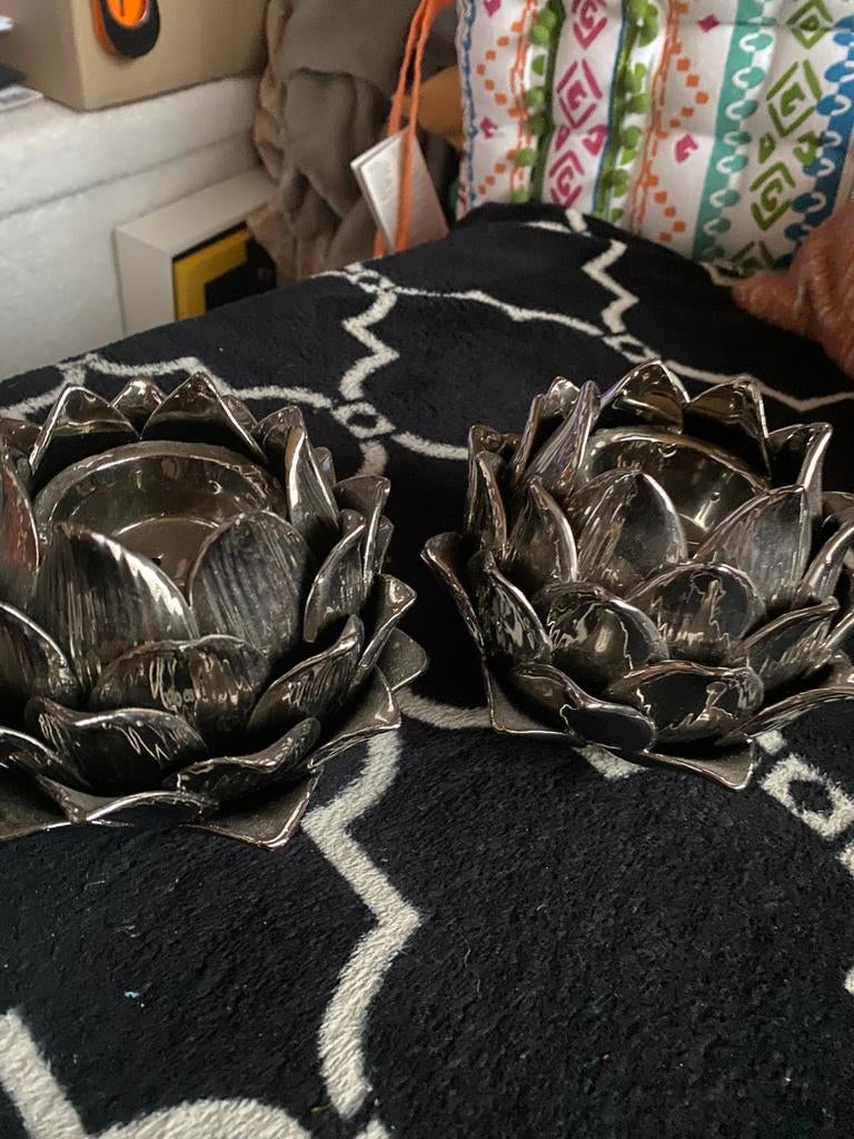 Twee kaarsenhouders, Huis en Inrichting, Woonaccessoires | Kransen, Ophalen, Zo goed als nieuw