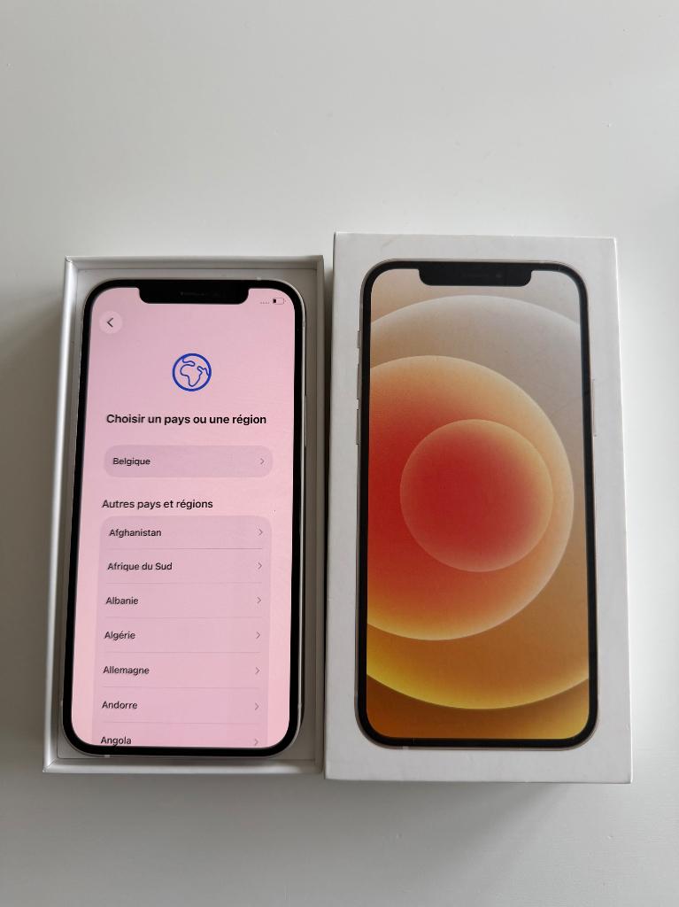 IPHONE 12 BLANC 128 GB, Comme neuf, Étanche, Autres types, Verre