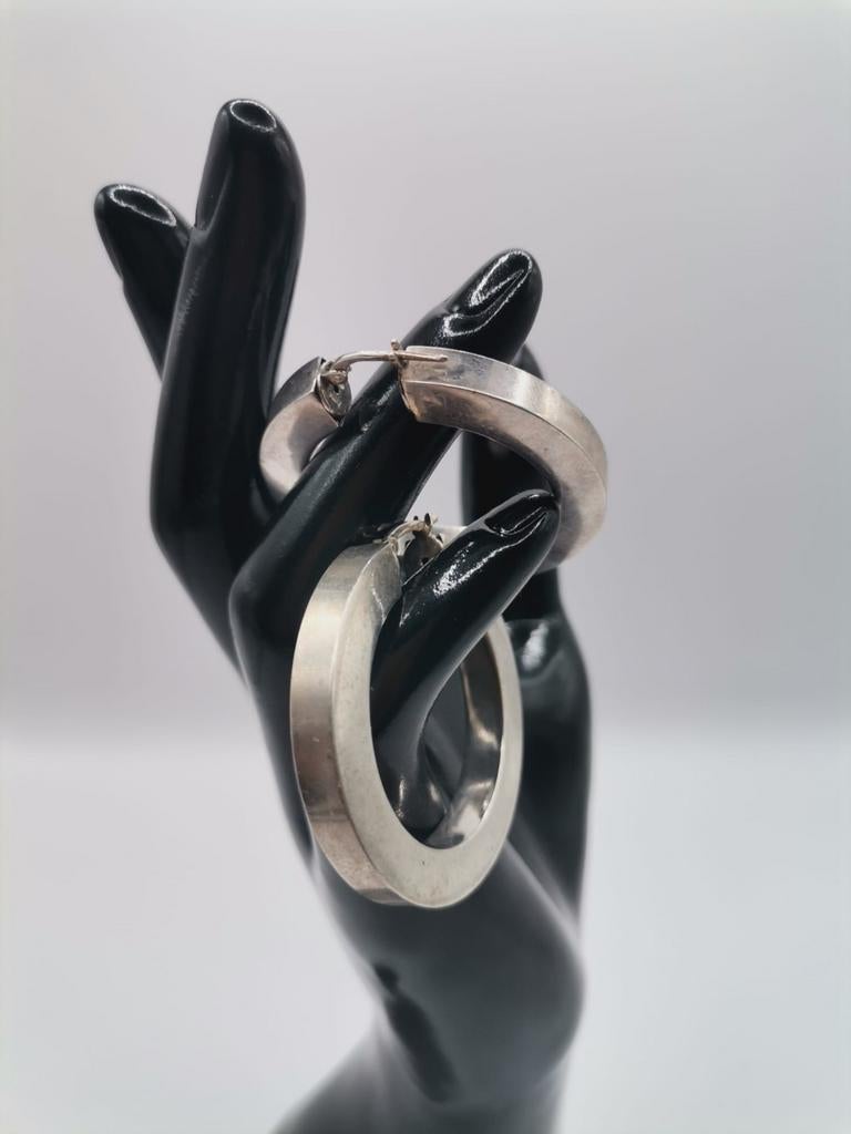 Créoles Chunky Vintage - Argent 925, Enlèvement ou Envoi, Comme neuf, Femme, Argent