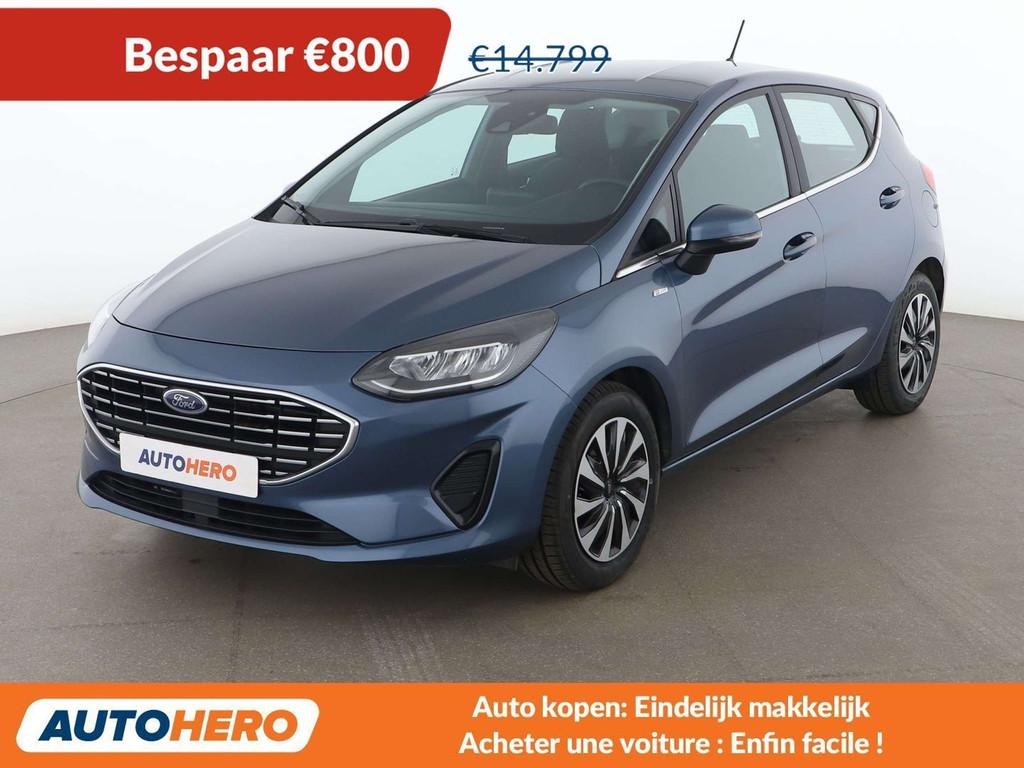Ford Fiesta 1.0 EcoBoost Titanium (bj 2022), Auto's, Stof, Gebruikt, Blauw, 5 deurs