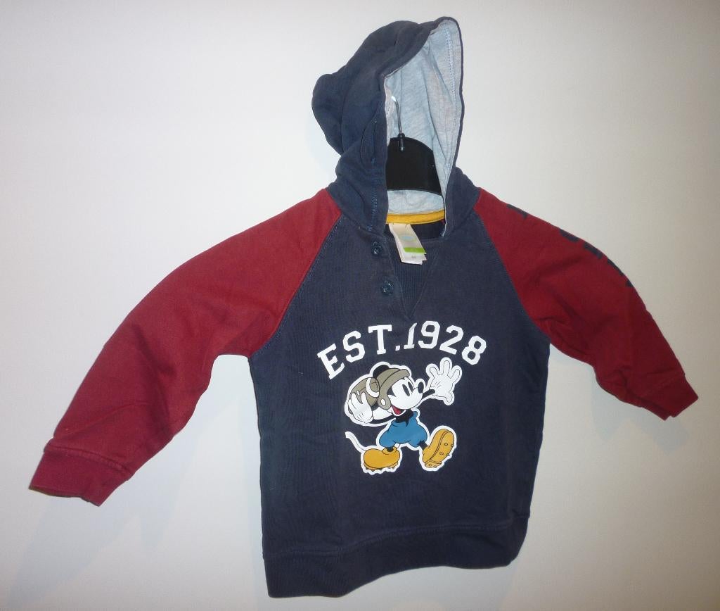 X31 Sweat à capuche Mickey Mouse – 4 ans – bleu/bordeaux, Enlèvement ou Envoi, Utilisé, Disney, Garçon