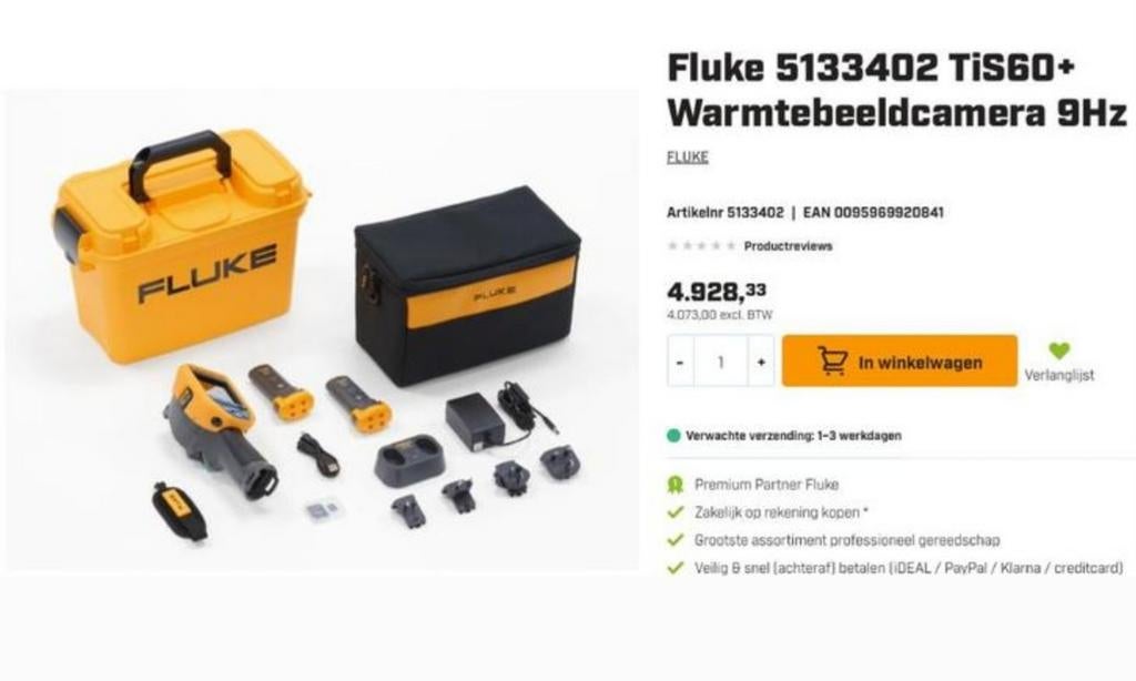 Fluke warmtebeeldcamera, Doe-het-zelf en Bouw, Meetapparatuur, Nieuw, Accessoires, Ophalen of Verzenden