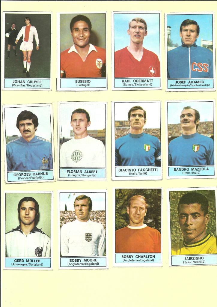 Panini 1972 - 1973 Internationals - 12 stickers (recups), Collections, Autocollants, Utilisé, Sport, Enlèvement ou Envoi