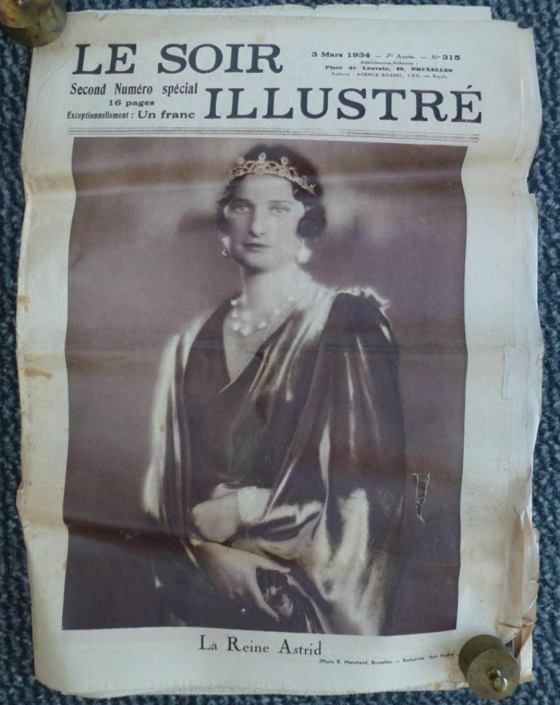 ancien journal Le Soir Illustré 3 mars 1934 La Reine Astrid, Collections, Enlèvement ou Envoi, Utilisé, Autres types
