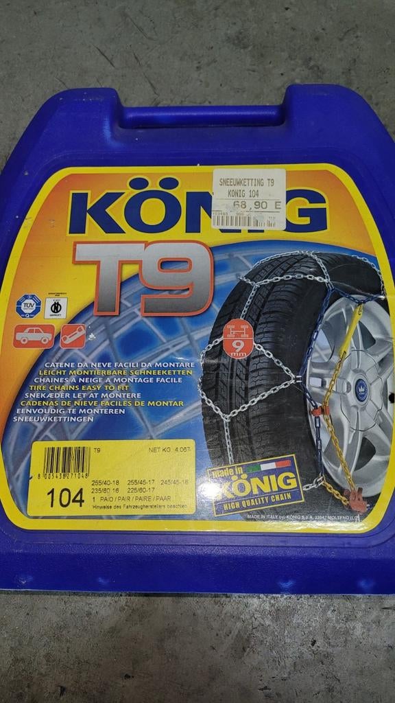 Chaînes à neige König T9 taille 104, Autos : Divers, Chaînes, Enlèvement, Comme neuf