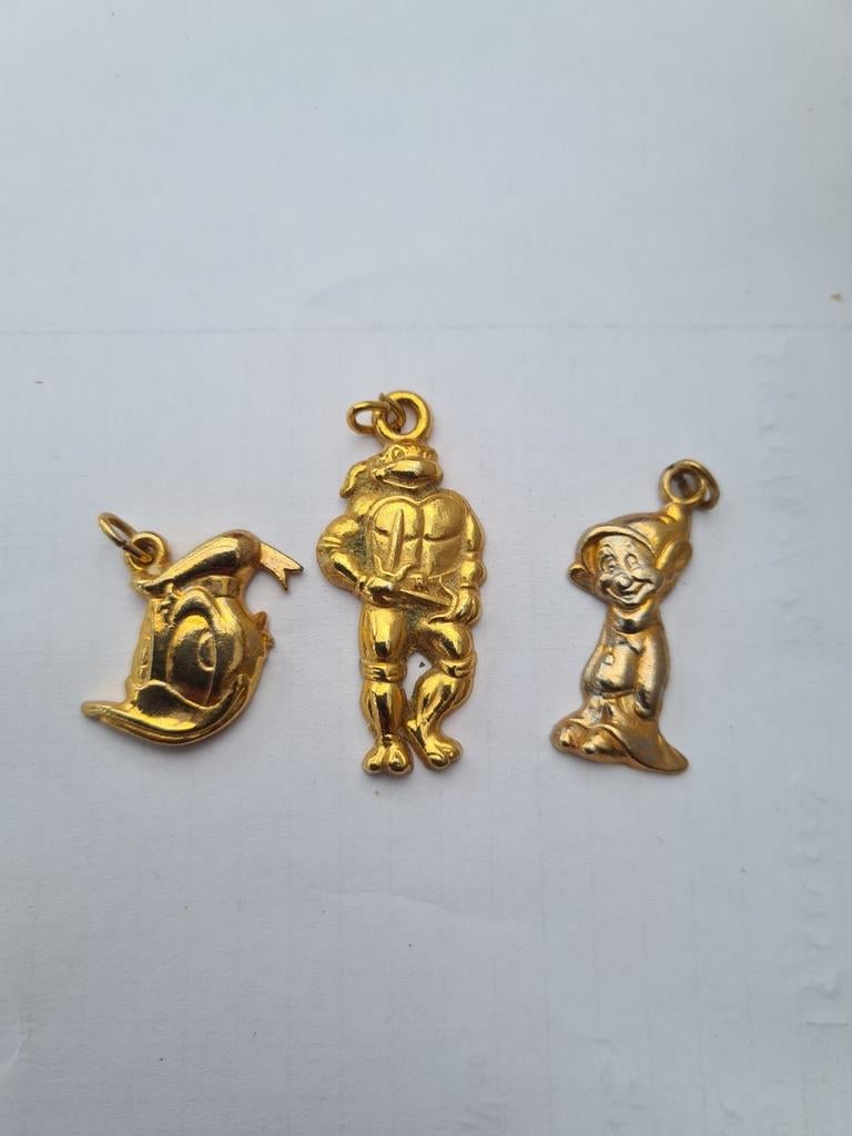 Vintage 3 fèves Disney Donald, Simplet et tortue Ninja, Enlèvement, Utilisé