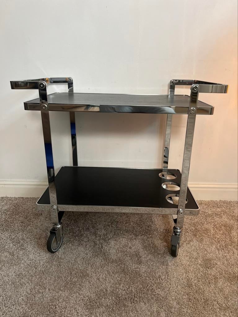 Table de service et chariot de bar chromés Vintage '90, Enlèvement, Comme neuf, Autres matériaux, Vintage jaren '90