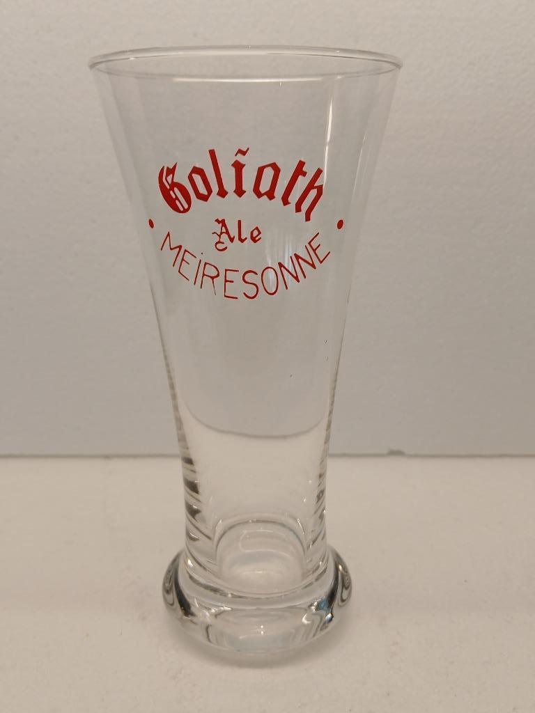 Oud GOLIATH ALE-glas van de brouwerij MEIRESONNE in goede st, Ophalen of Verzenden, Zo goed als nieuw, Glas of Glazen, Overige merken