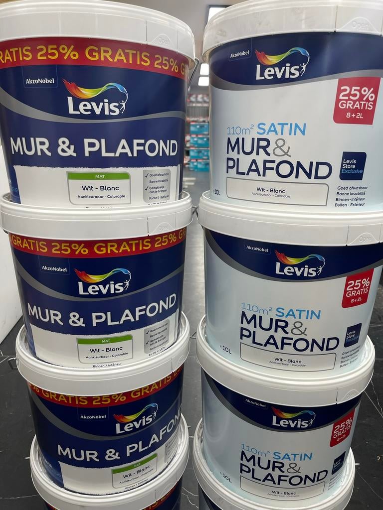 ️ Peinture LEVIS MAT , SATIN & VELOURS 10L en super PROMOS, 10 à 15 litres, Neuf, Blanc