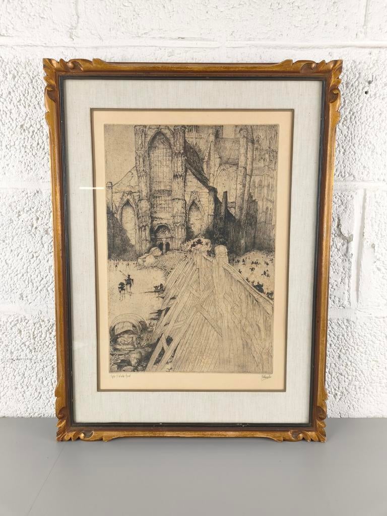 Jules De Bruycker - ets - St Niklaaskerk Gent, Antiek en Kunst, Kunst | Etsen en Gravures, Ophalen of Verzenden