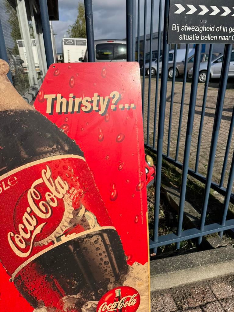 Groot oud Coca Cola reclamebord XL, Ophalen, Gebruikt, Reclamebord