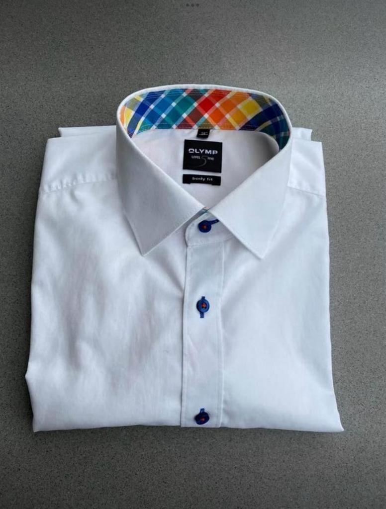 Herenhemd van Olymp body fit, level 5, col 41 lange mouwen, Kleding | Heren, Wit, Ophalen of Verzenden, Zo goed als nieuw, Halswijdte 41/42 (L)