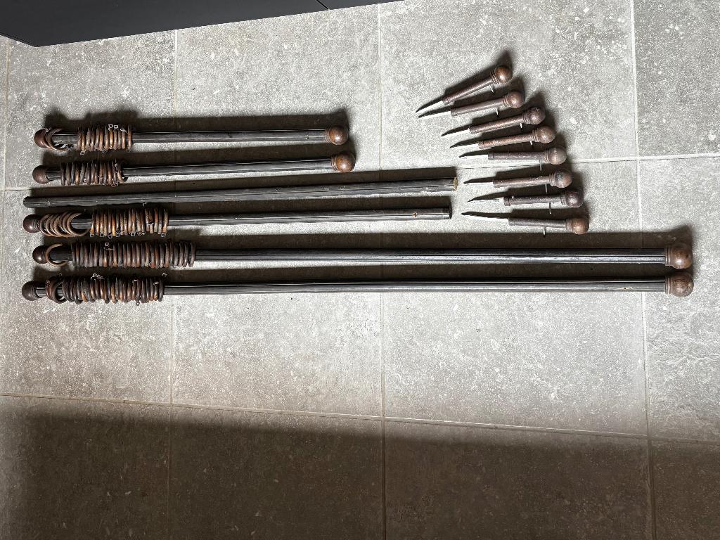 lot houten gordijnroedes + ringen, Huis en Inrichting, Ophalen, Gebruikt