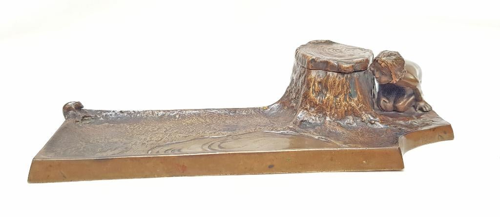 Encrier Art Nouveau en bronze - F. Beck, Enlèvement ou Envoi