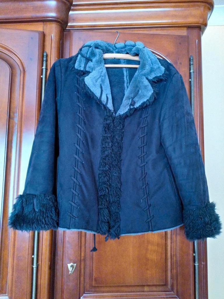 Winter of herfstjas - zwart - suédelook maat 38/40, Ophalen of Verzenden, Maat 38/40 (M), Zwart