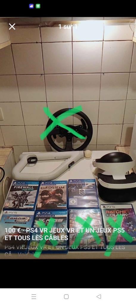 LOT PS VR POUR PS4 OU PS5 ET UN JEUX PS5, Ophalen, Gebruikt, Overige controllers, PlayStation 4