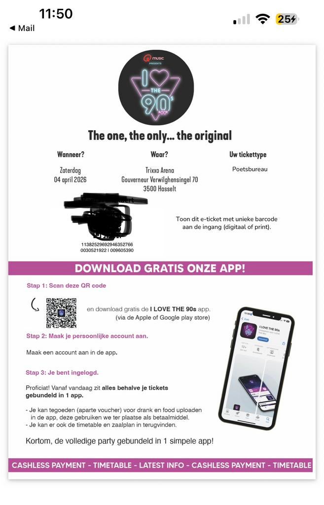 Tickets i love the 90’s, Tickets & Billets, Deux personnes