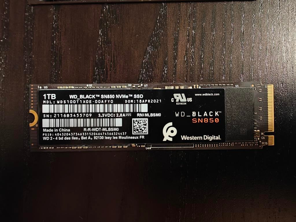 nvme SSD Western Digital Black SN850, 1TB, Computers en Software, Harde schijven, Intern, SSD, Zo goed als nieuw, 1TB