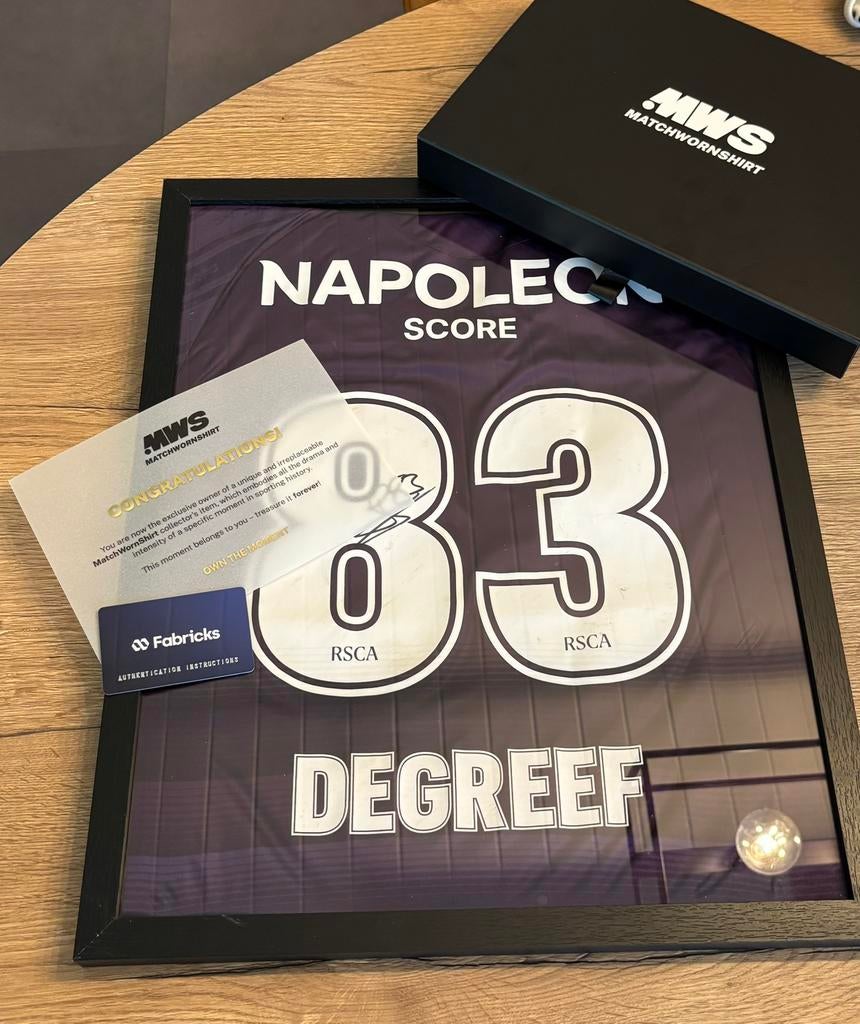 Ingekaderd matchwornshirt Tristan Degreef RSCA, Ophalen, Zo goed als nieuw